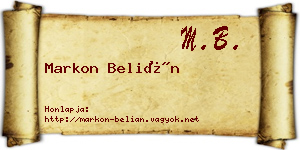 Markon Belián névjegykártya